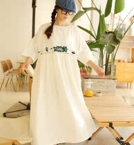 Shallow summer~ hand embroidery design sense relaxed cotton dress