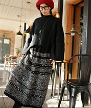Thousand Ai Forest Design Dark Style Strip Parts with Hand Knitting Spring and Autumn Half Dress
