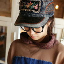 Nanxiang~Original retro pure handmade old embroidery pine peach embroidered magpie classical spring and summer peaked cap sunshade womens hat