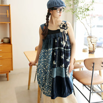 Blue Dream ~ Spring and Summer Blue Dye Hanging Band Embroidery Vest Dress