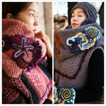 Dream and sea ~ design sense relaxed large plush autumn and winter irregular hook neck shawl