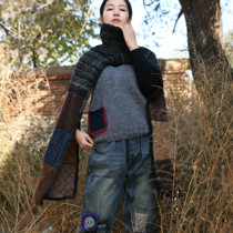 Lonely ~ Thousand Love Forest Design Sense pure hand knitting and loose neck set horse clamp shawl scarf dual use