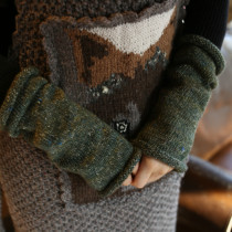 Qianai forest green field ~ Original design sense color multi-purpose color wool spring leg gloves dual use