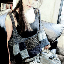 Deep affectionate ~ Japanese designer design sense irregular loose sling vest retro block beggar