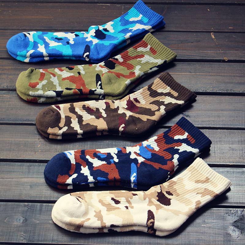 Camouflage Socks Men's Work Socks Thickened American Style Trendy Personality Towel Socks Retro Fashion Autumn and Winter Mid-Calf Socks