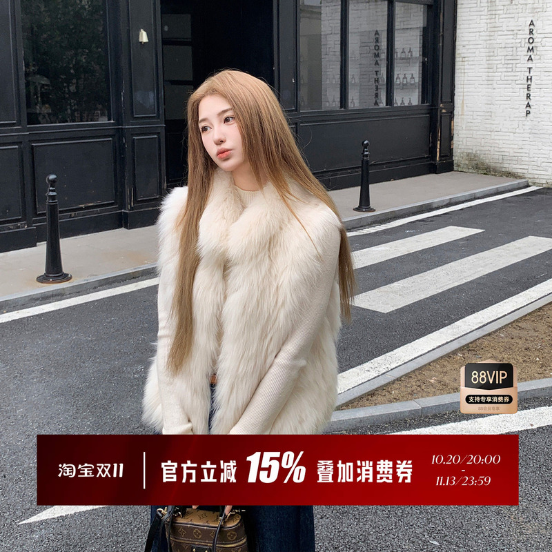 Misszhang Fox Fur Vest for Women 2026 New Style Small Size Stand Collar Vest Fur Coat Misszhang Fox Fur Vest for Women 2026 New Style Small Size Stand Collar Vest Fur Coat