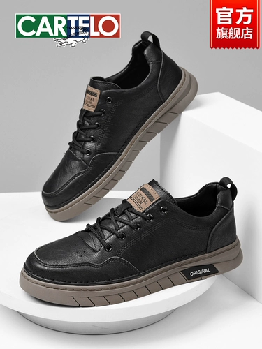 Мужская черная спортивная спортивная обувь в английском стиле для отдыха для кожаной обуви, осенняя, из натуральной кожи, в британском стиле, стиль