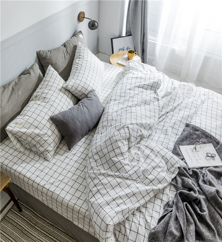 Phong cách bắc âu đơn giản tinh khiết bông trắng rửa giường cotton bốn bộ cotton Nhật Bản màu rắn khăn trải giường quilt cover giường
