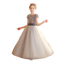 Childrens Gown Princess Dresses Brief Kids Birthday hôte violoncelle jouant du piano de fille haut de gamme pour un spectacle.