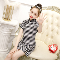 children's improved cheongsam Chinese style girl princess tang dress little girl western style dress summer performance clothes