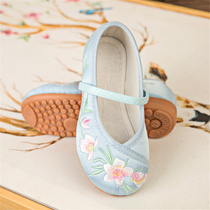 Girls embroidered shoes Hanfu shoes Children Chinese style old Beijing cloth shoes Baby princess shoes Costume performance shoes