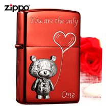 zippo original genuine kerosene lighter Japanese silver plated gold bear red love Bear to send boyfriend Limited