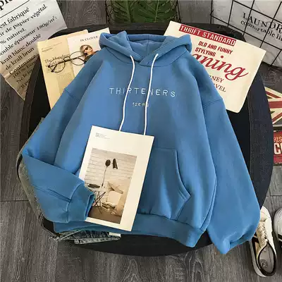 ins plus velvet jacket female Korean version of tide students autumn and winter girlfriends dress Harajuku BF wind cec loose hoodie