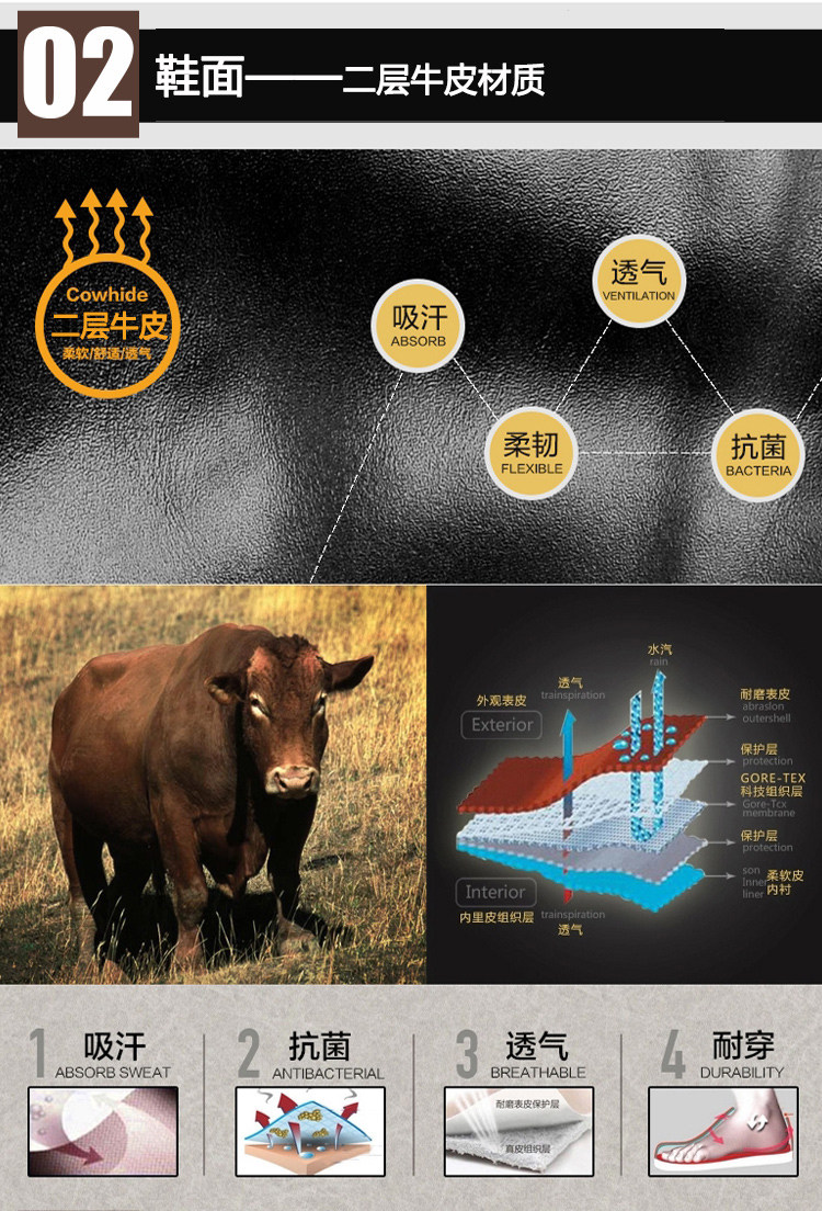 Bottes militaires pour homme en cuir - Ref 1402082 Image 12