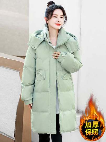 Winter Mid-Length Jiujiang down Cotton Coat 2025 New High-End European Style Women's Thick Hooded Cotton Jacket
