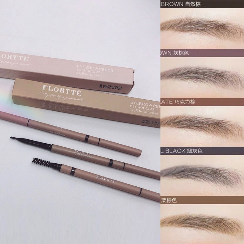 Flortte flower looliea eyebrow with double head spin on easy upper colour extremely fine waterproof perspiration lasting natural beginners