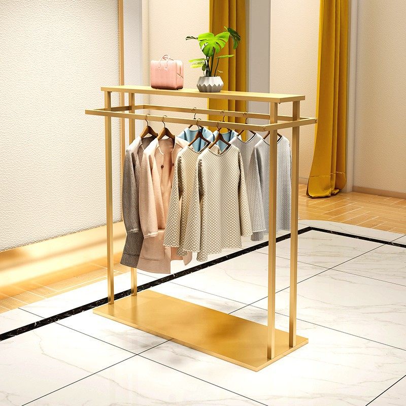 Clothing store Nakajima display rack floor-type gold right-side hangers double-pole pajamas for men and women's children's wear display shelves