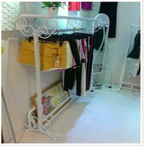 Wrought iron clothing display rack with plate clothing store shelf fashion display rack Zhongdao rack side hanging clothes rack