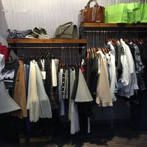 Clothing store wall hanging clothing display stand solid wood iron clothing clothes hangers shoes bag shelves mens clothing hangers