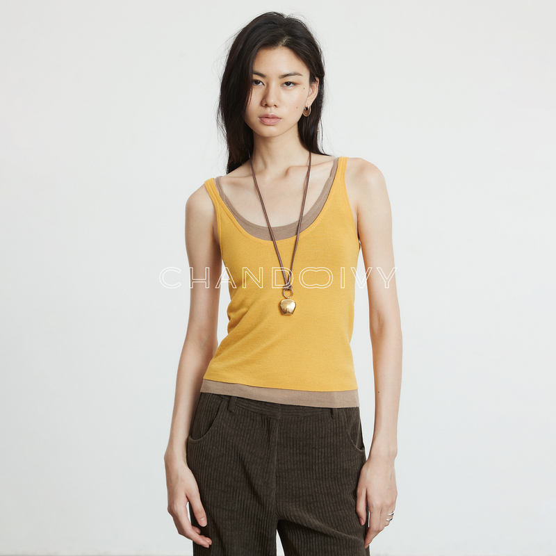 Chandooivy Australia 120S Ultra-Fine Wool Paper-Thin Layered Two-Piece Vest/Fake Two-Piece V-Neck Base Layer Chandooivy Australia 120S Ultra-Fine Wool Paper-Thin Layered Two-Piece Vest/Fake Two-Piece V-Neck Base Layer
