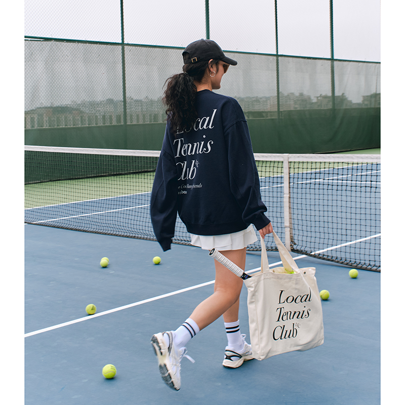 Ace:Base Unisex Autumn and Winter Tennis Wear Crew Neck Sweatshirt American Style Pure Cotton Heavyweight Letter Print Top Trendy