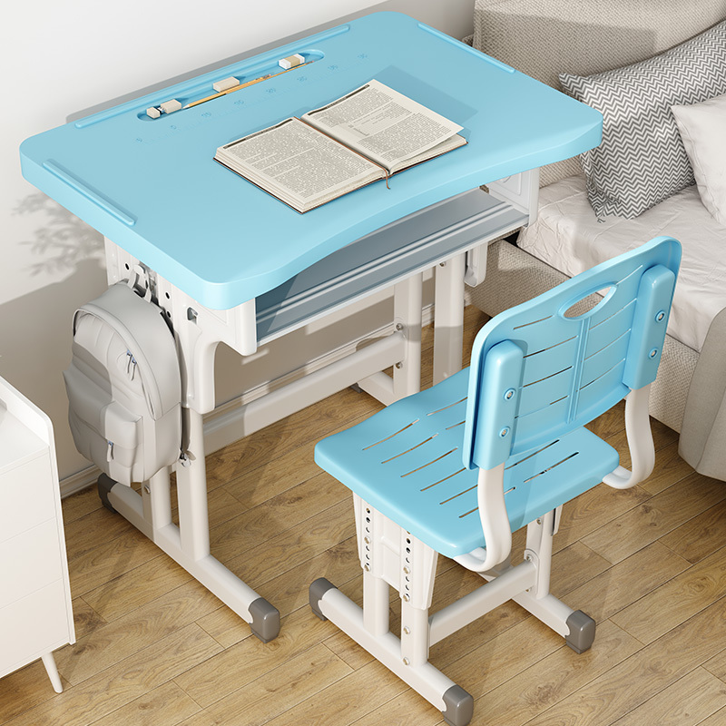 Children's Study Table, Home Primary School Student Adjustable Desk, Boy's Children's Writing Desk and Chair, Kids' Homework Desk Set