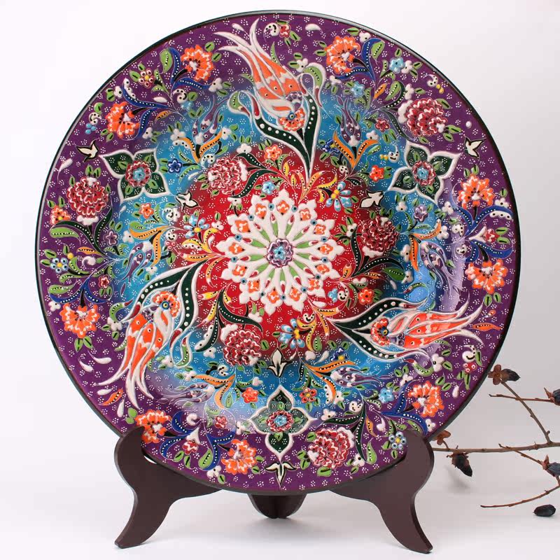 Made in Turkey Turkish plate Hand painted ceramic soft decoration Overall cabinet Look plate hanging plate pendulum plate handmade