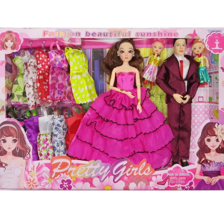 Shanmei Barbie Family Set Nam và Nữ Cặp đôi Bạn bè Công chúa Búp bê Trang trí đám cưới Đồ chơi cô gái - Búp bê / Phụ kiện