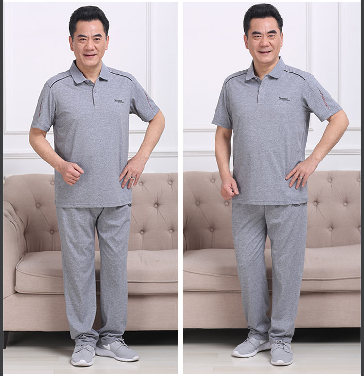Bộ đồ thể thao trung niên nam mùa hè quần ngắn tay cotton thể thao giản dị cỡ lớn phần mỏng chạy bố - Thể thao sau bộ adidas nam mùa hè