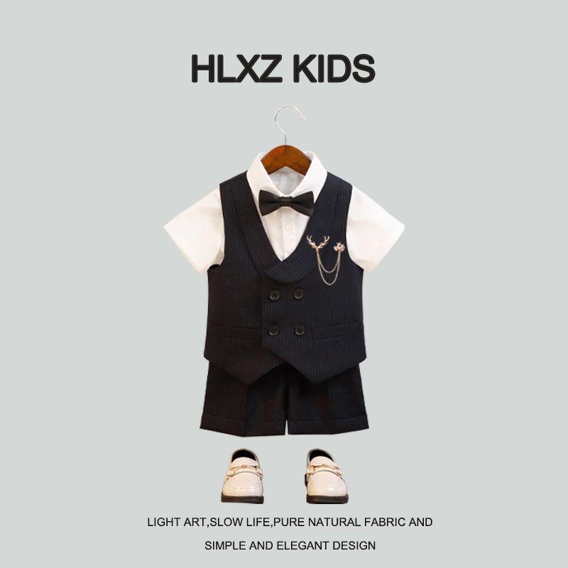 Boy's Formal Vest Suit Summer Flower Boy Suit Baby Boy's First Birthday Party Suit Host Runway Performance Outfit Boy's Formal Vest Suit Summer Flower Boy Suit Baby Boy's First Birthday Party Suit Host Runway Performance Outfit