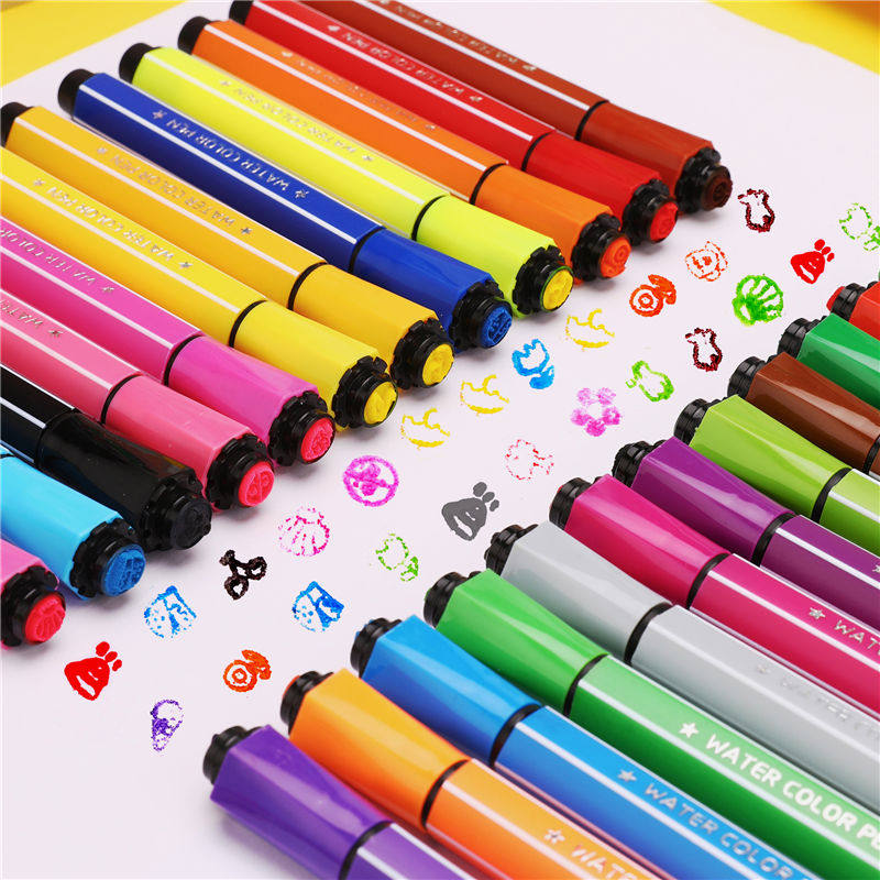 12 RIBBON SEAL WITH PAINTBRUSH CHILD BABY WATERCOLOR PEN 24 NON-TOXIC WASHABLE 36 COLOR MACPEN SUIT STUDENT