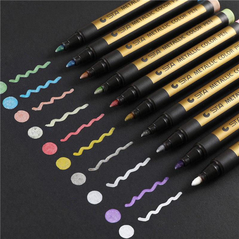 Stasta metal pearlescent color pen diy photo album special thick head paint pen does not fade and paint white marker pen