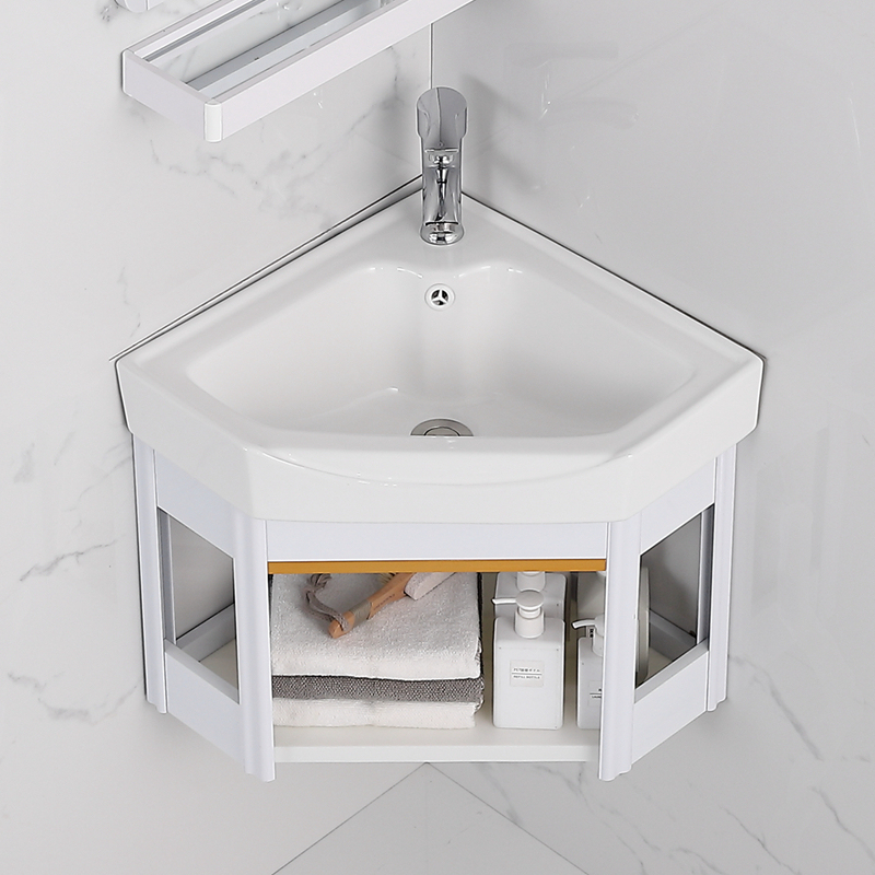 Bathroom Wall-Mounted Washbasin Cabinet Combination Ceramic Triangular Washbasin Corner Small Apartment Balcony Basin Mini