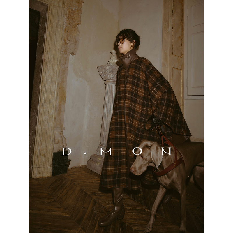 Dmon Life Cape Elegant and Luxurious Alpaca Australian Wool Exquisite Leather Patchwork Reversible Oversized Cape Short Long Coat