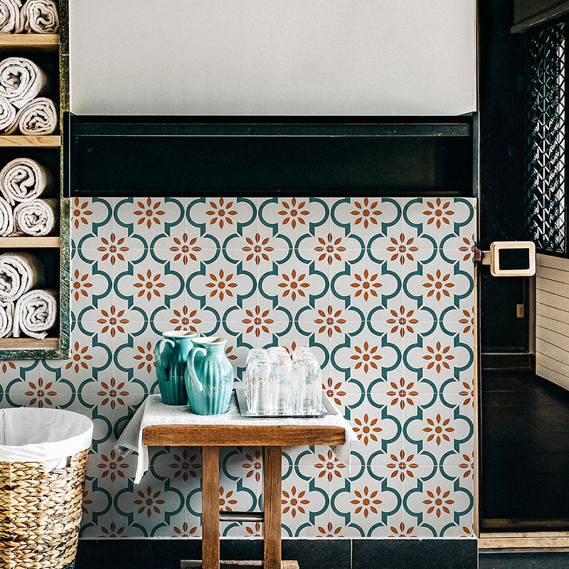 Small Fire Chai Nordic Small Qing New Mexico All-porcelain nets Red Flowers Brick Tiles Wall Floor Tiles Dining Room Dining Room Restaurant Kitchen and Kitchen Balcony-Taobao