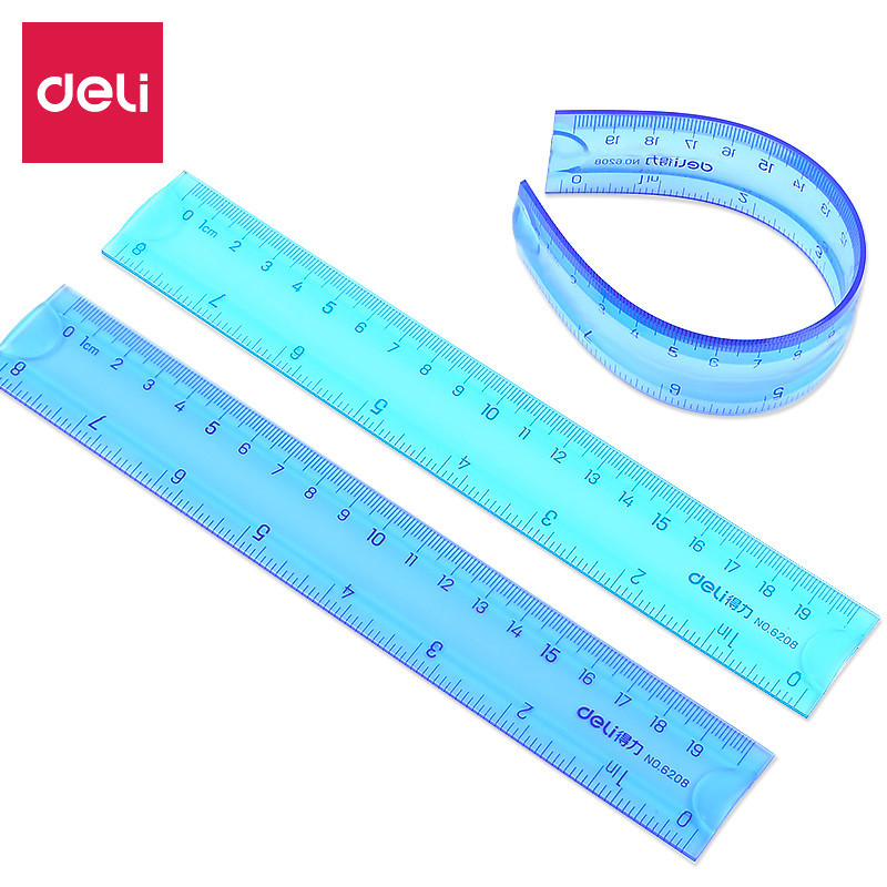 Del 6208 color soft ruler 20cm students with soft ruler flexible anti-poke injury safety folding soft glue Ruler