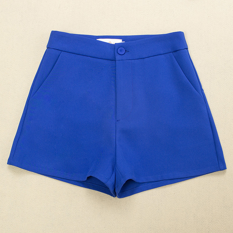High-Waisted Klein Blue Suit Shorts for Women, Summer 2025 New Style, Versatile, Loose A-Line Wide-Leg, Suitable for Wearing Outside, Slimming Effect