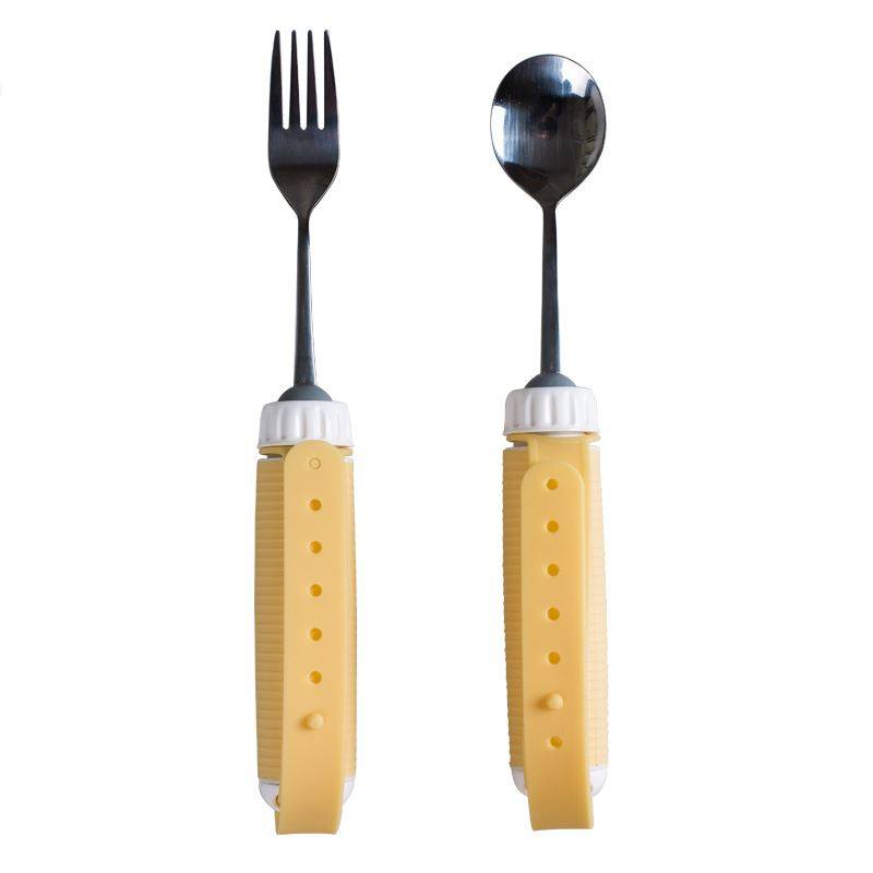 老人适老化餐具组 防滑稳定黄碗蓝碗 养老院适用辅助用餐工具组