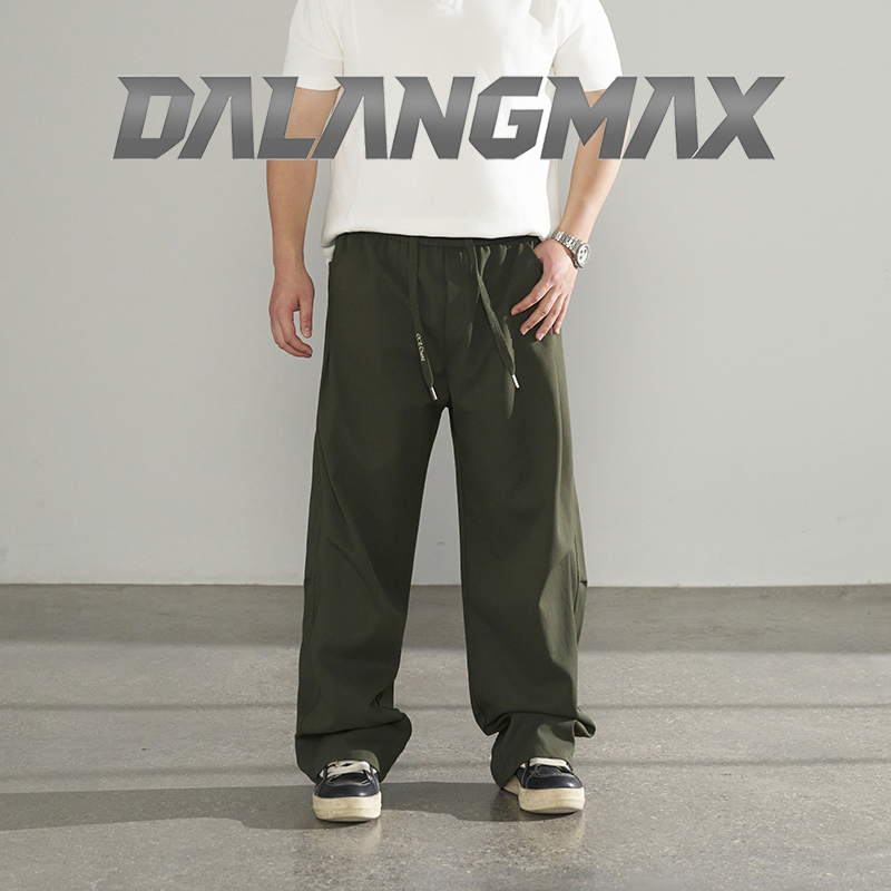 Dalangmax【American Workwear】Chen Dalang Plus Size Men's Spring/Summer Versatile Pleated Scimitar Loose Casual Pants