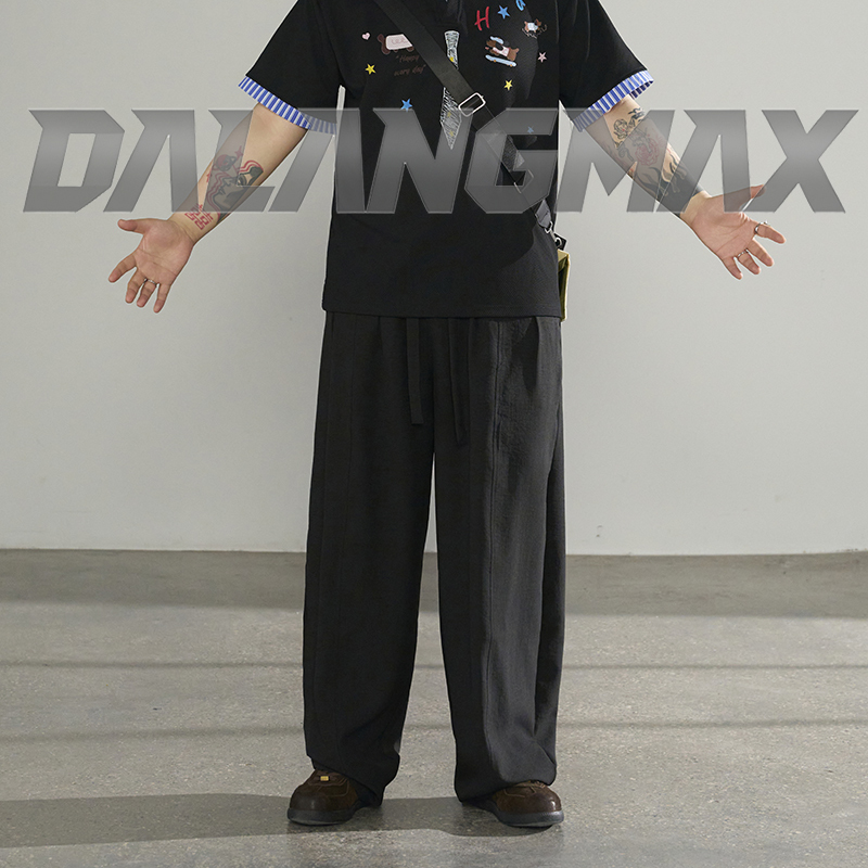 Dalangmax【Chinese-Style Curved Knife】Chen Dalang Large Size Men's Summer New Casual Pants Loose Elastic Breathable Thin