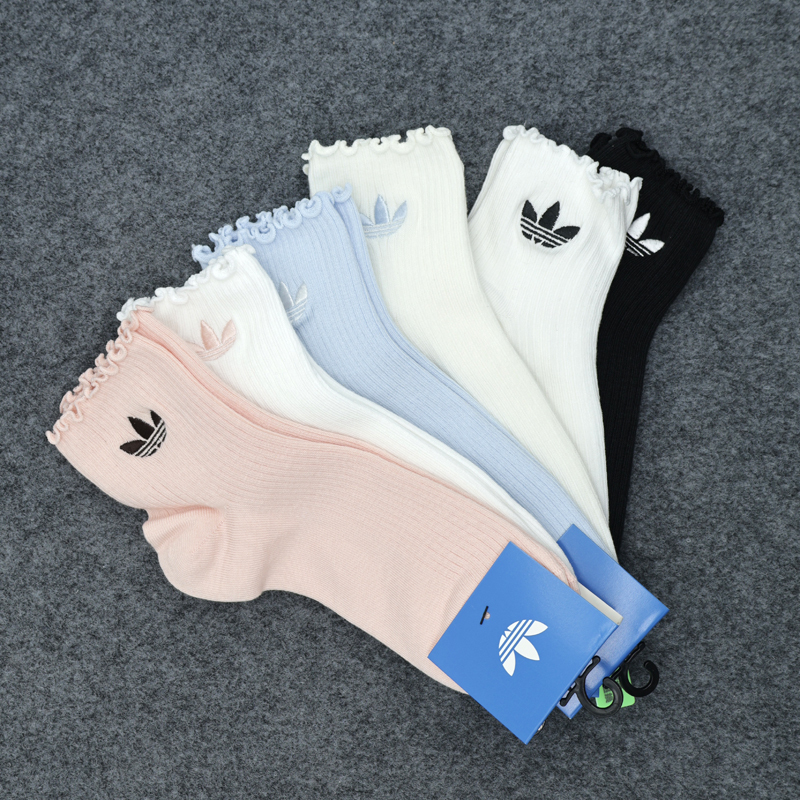 Adidas Trefoil New Women's Socks with Ruffled Lace, Sports Casual Mid-Calf Socks, Model Kd8368