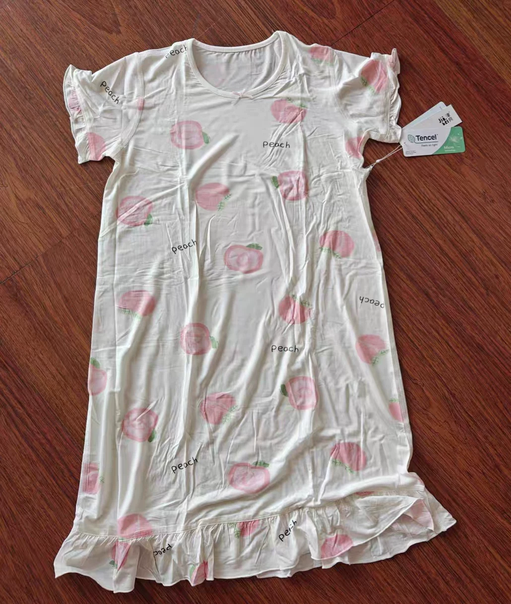 Разгрузка Jinbei Junxiu Little Rainbow Девочки ночнушка летняя Lenzing Tencel Modal Bamboo Fiber Nightgown