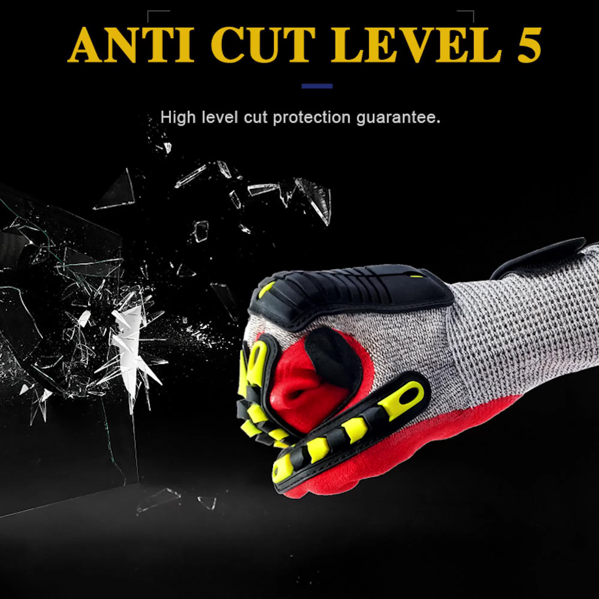 Level 5 Heavy Duty Antiimpact Hppe Anti Cut Gloves Mechanic/impact