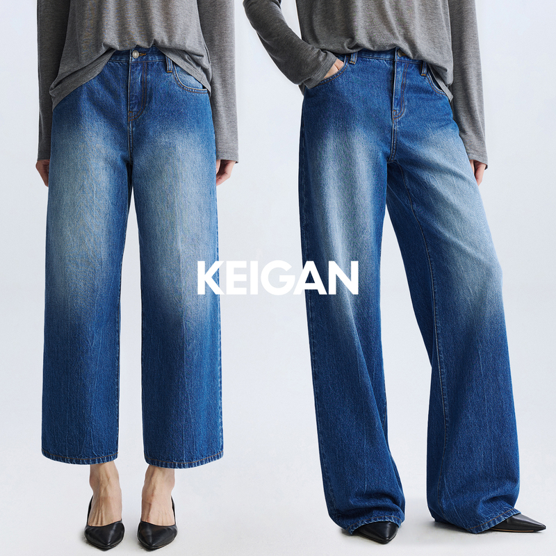Kaijian Gold Label/Japanese Okayama Rope-Dyed Handmade Floral Leaf Vein Pattern Organic Cotton Classic Loose Straight-Leg Jeans Kaijian Gold Label/Japanese Okayama Rope-Dyed Handmade Floral Leaf Vein Pattern Organic Cotton Classic Loose Straight-Leg Jeans