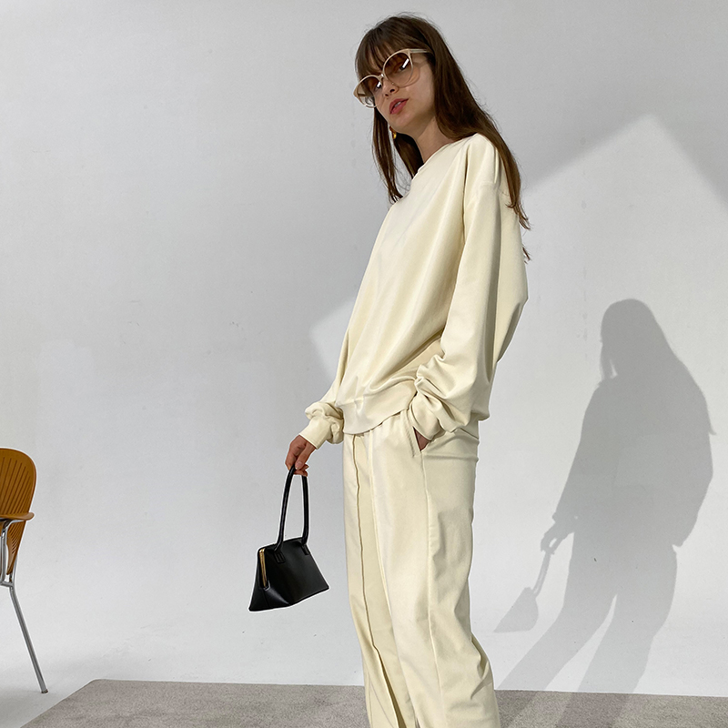 Inter-opening light extravaganza Du Home Japan import AIA JiGao Bomb Pit Strips Long Sleeve Women's Sweater Three Suits Loose