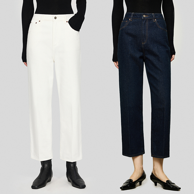 Slim-Fit, Neat, Straight-Stitched, Tapered-Leg, Cropped Denim Pants from the Original Factory of Kaisen Jinbao/Japan Okayama Ai m's Brand