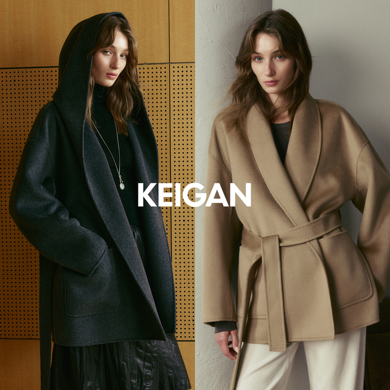 Open-Front/Australian Merino Wool Alpaca Cashmere Handmade Double-Sided Wool Row Tie Bathrobe Coat