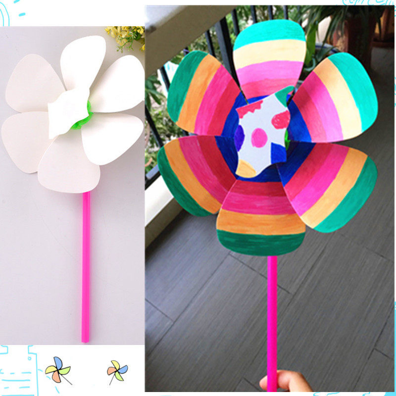 Windmill Toy Children's Festival Outdoor Swivel Pendulum Nursery Diy Handmade Material Hand-painted Graffiti Puzzle