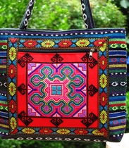 Ethnic style embroidered bag womens bag hand embroidered retro homespun handbag casual large bag