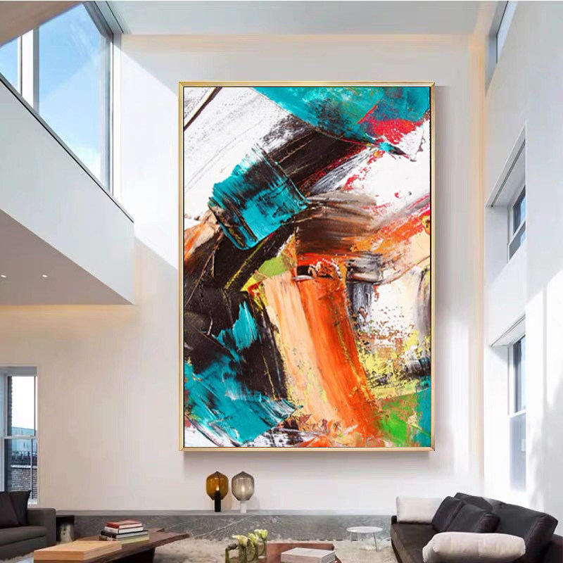 Living room decorative painting first mate modern simple sofa background wall light luxury hanging painting hand-painted oil painting porch abstract mural